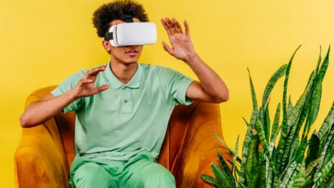 A man wearing a VR headset
